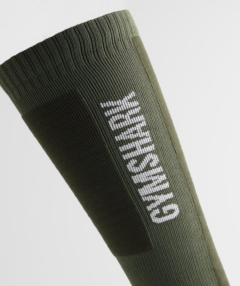 Gymshark Weightlifting Socks Olive | NZ 1JWNTS